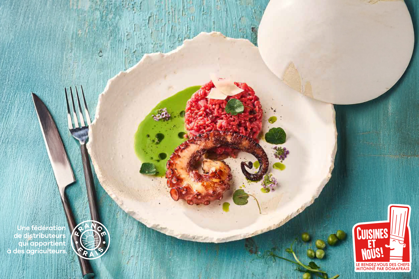 Poulpe grillé et Risotto rouge